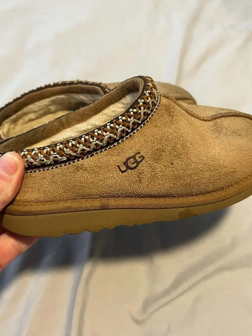 Kids size 13 UGG Tasman Chestnut Suede Slippers